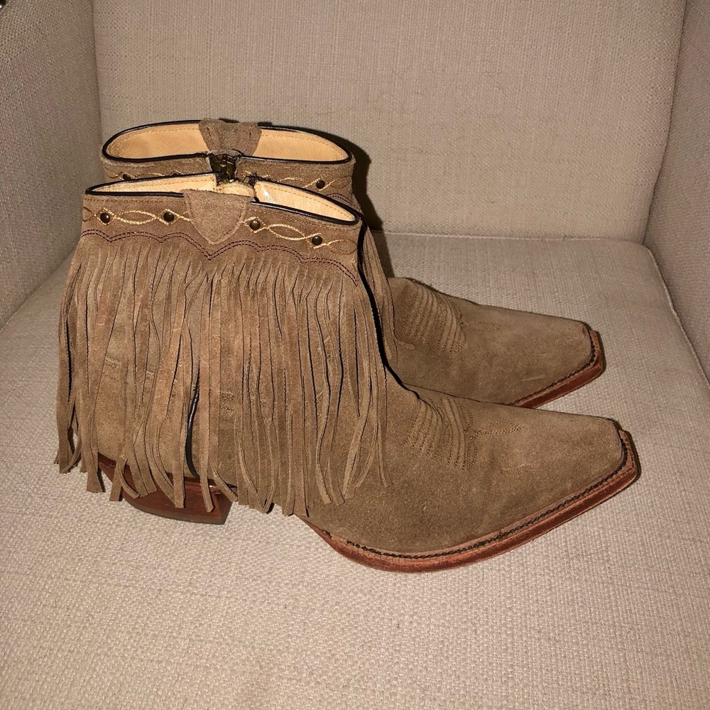 J B Dillon western Fringe Leather Ankle Boots Women’s sz 10